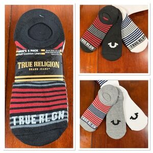 True Religion 6 Pack Half Cushion Liners Socks Men's 10-13 Multicolor New‎